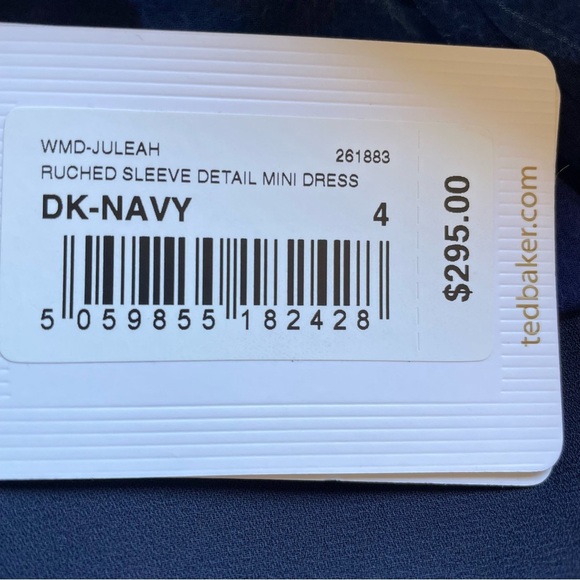 Ted Baker Juleah Mini Dress Ruched Sleeves & Skirt Surplice Neckline Lined NWT - Picture 14 of 16